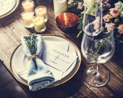 a reserved place setting at a private dinner